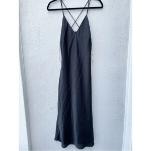 Fame and Partners x Revolve Satin Open Back Midi Black Dress